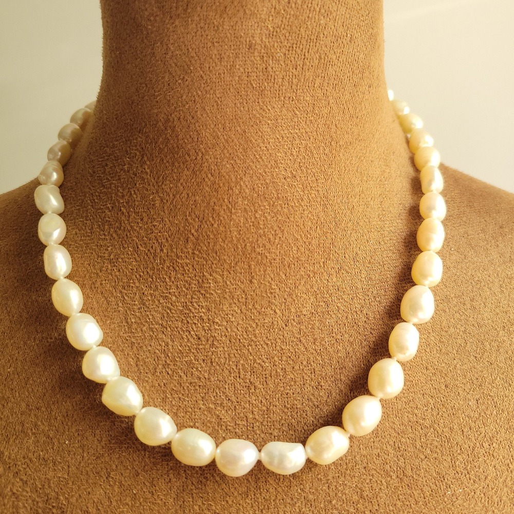 Freshwater Pearl Necklace 925 Sterling‎ Silver Lobster Clasp 16" Bridal